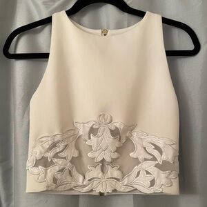 Beautiful white crop top with embroidered flowers